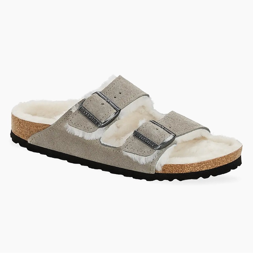 Birkenstock Arizona Shearling-Lined Suede Sandals - NWT